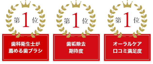 歯科衛生士が薦める歯ブラシ第1位 歯垢除去期待度第1位 オーラルケア口コミ満足度第1位